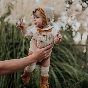 Wild Wawa Sunflower Knit Set, Boho Baby